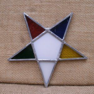 Vintage Eastern Star Symbol Stained Glass Suncatcher